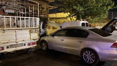 Melikgazi ilçesinde bir aracın yolda arızalanması sonucu çıkan yangın, otomobil