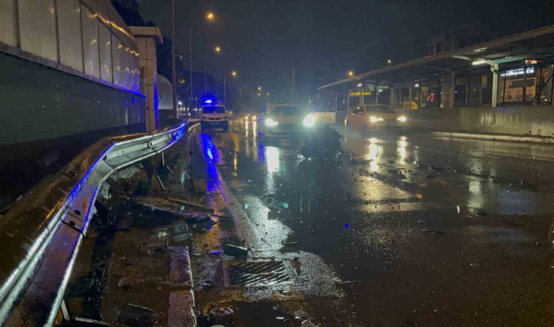 Bursa’da meydana gelen trafik kazasında araç, yağış nedeniyle kayarak önce