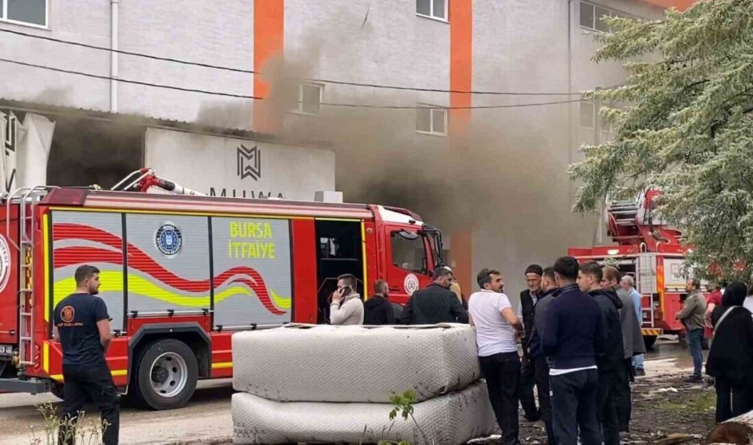 Bir koltuk fabrikasında meydana gelen yangın sonucunda İnegöl ilçesinde bulunan