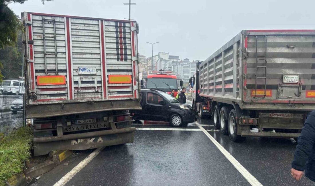 Alaplı ilçesinde meydana gelen trafik kazasında, tırın kırmızı ışıkta bekleyen