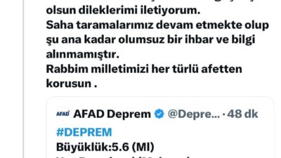 Malatya Valisi Seddar Yavuz, Battalgazi merkezli 5.6 büyüklüğündeki depremin ardından