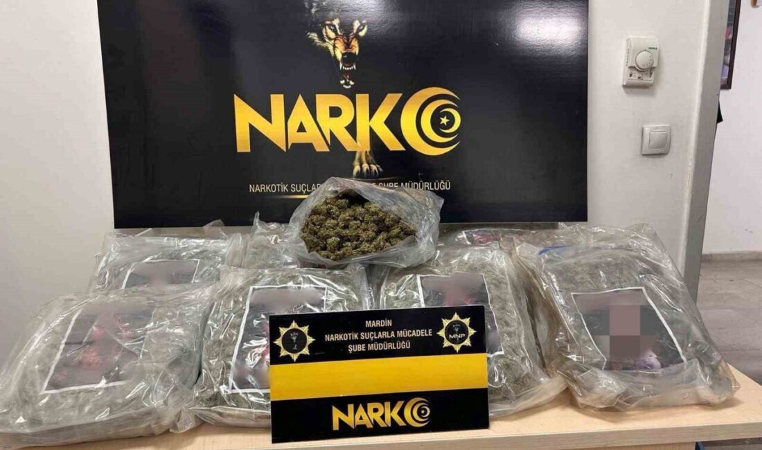 Mardin’de Narkotik ekipleri tarafından düzenlenen bir operasyonda, 10 kilo 900