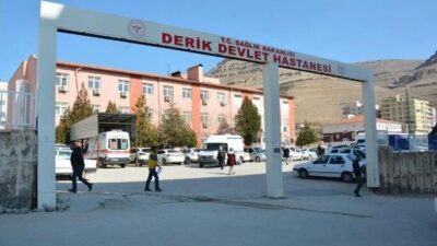 Mardin’in Derik ilçesinde, bir evin avlusunda geri manevra yapan aracın
