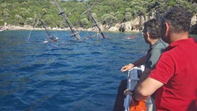 Marmaris ilçesine bağlı Akvaryum Koyu’nda batan tur teknesinde bulunan 110