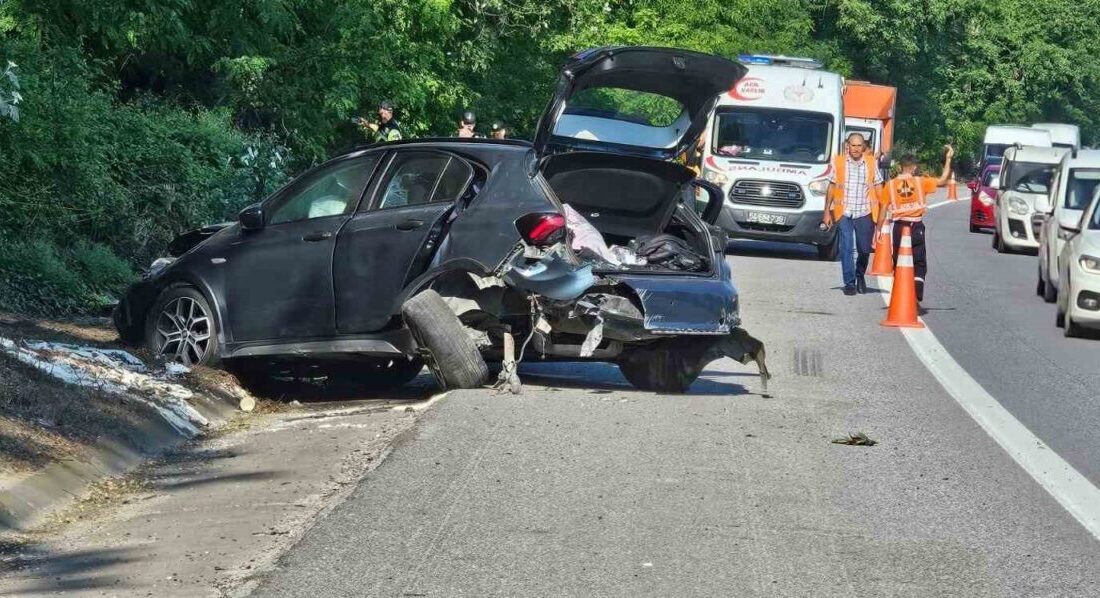 TEM Otoyolu’nda Sakarya geçişinde meydana gelen trafik kazasında otomobil ile