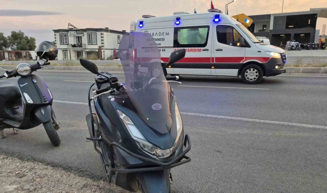 Bodrum ilçesinde meydana gelen trafik kazasında motosikletin otomobile çarpması sonucu