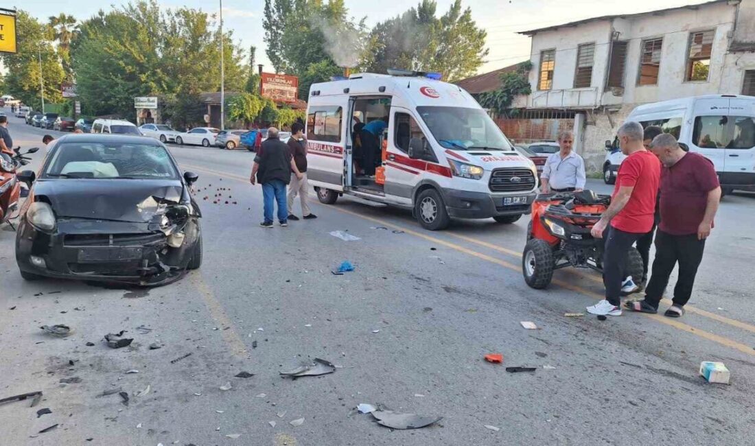 Tarsus ilçesine bağlı Çağlayan Mahallesi Şelale Caddesi’nde otomobil ile çarpışan