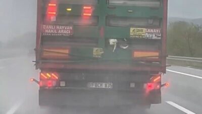 Sakarya bölgesinde Kuzey Marmara Otoyolu’nda seyir halindeki bir tırın dorsesinden