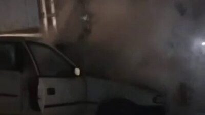 Besni ilçesinde, park halindeki bir aracın alev alması sonucu yangın