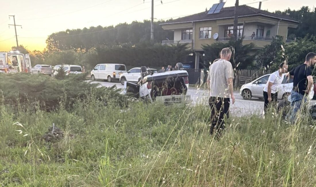 Samsun’da meydana gelen bir trafik kazasında, aracın kontrolünden çıkarak takla
