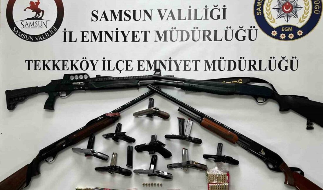 Samsun’un Tekkeköy ilçesinde gerçekleştirilen operasyonda çok sayıda ruhsatsız silah ve