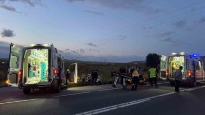 Birecik ilçesinde bir motosikletin şarampole devrilmesi sonucu karı-koca çift yaralandı.
