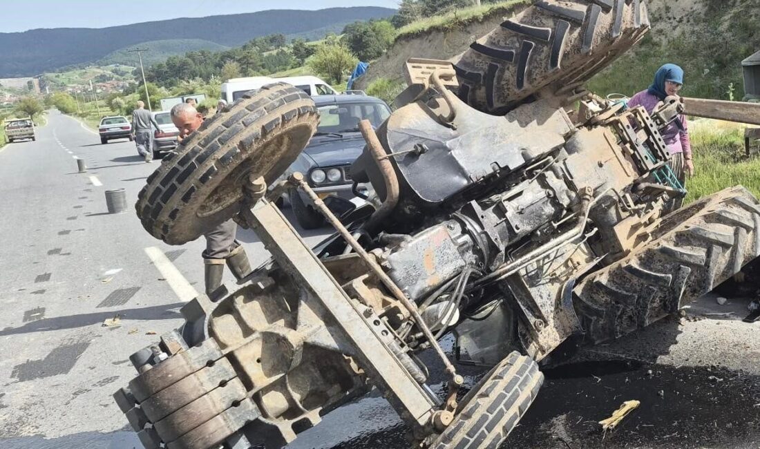 Balıkesir’in Sındırgı ilçesine bağlı Yaylabayır Mahallesi’nde tek taraflı bir traktör