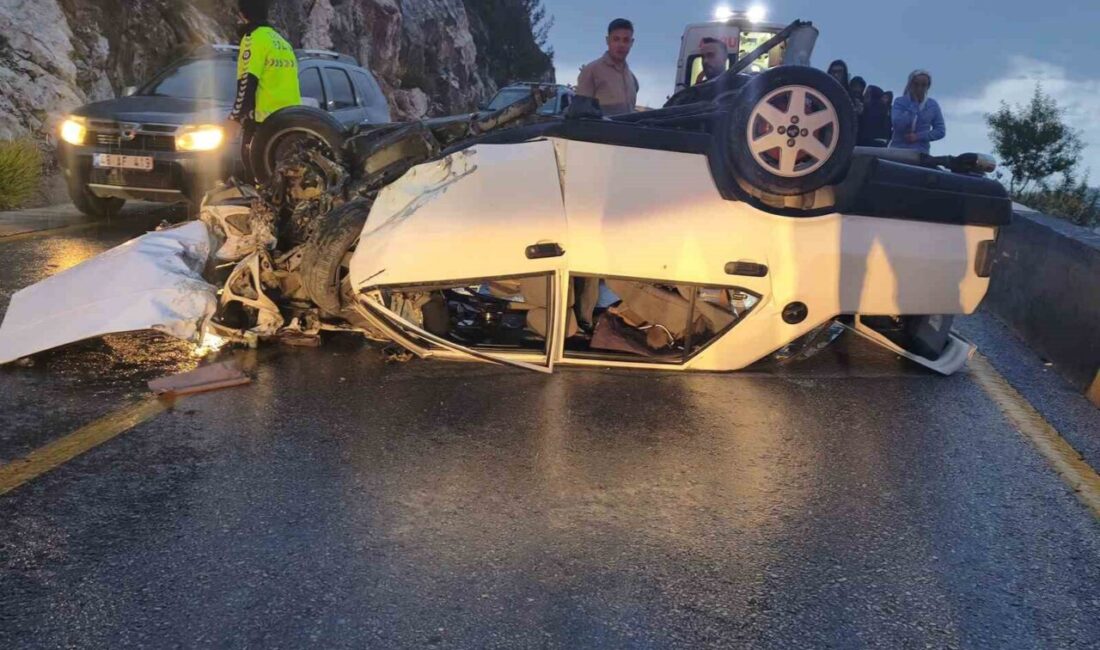Muğla’nın Menteşe ilçesinde bir otomobilin kontrolden çıkıp takla atması sonucu