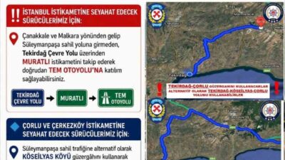Tekirdağ İl Emniyet Müdürlüğü, Kurban Bayramı tatilinden dönüşlerde yaşanabilecek trafik