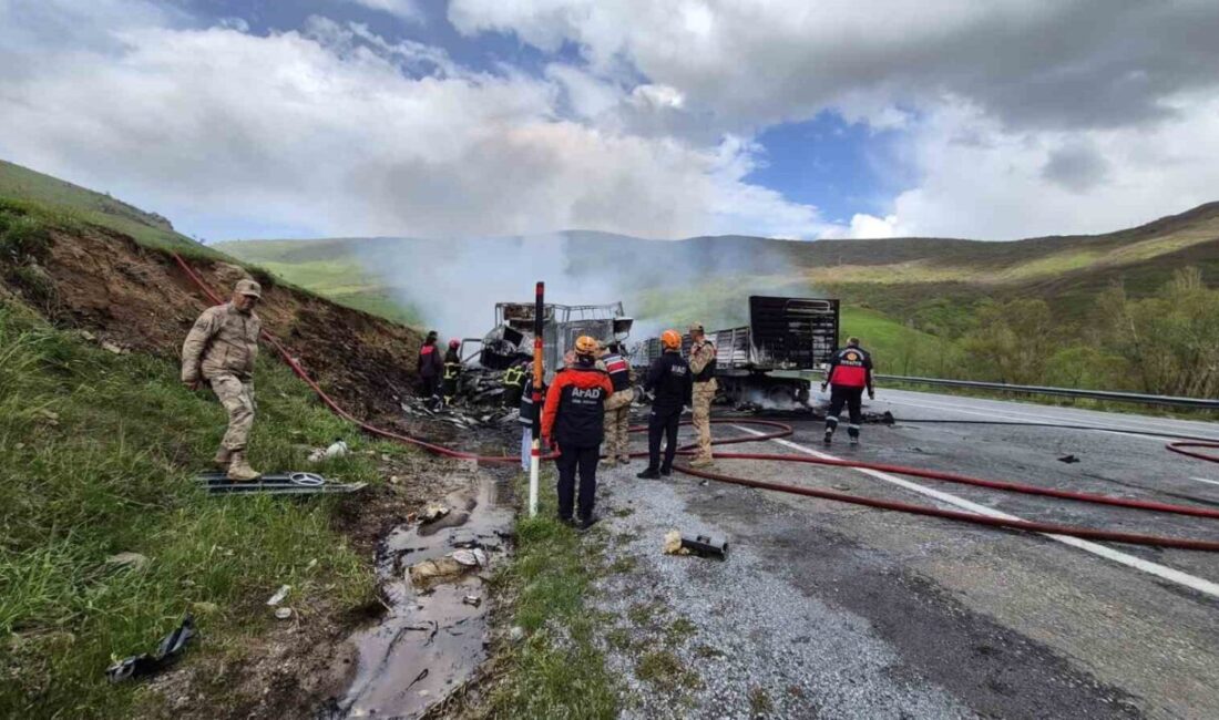 Bitlis’in Tatvan ilçesinde meydana gelen trafik kazasında, iki tırın çarpışması