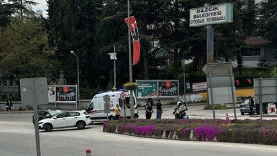 Bilecik merkezinde meydana gelen bir trafik kazasında motosiklet sürücüsü, seyir