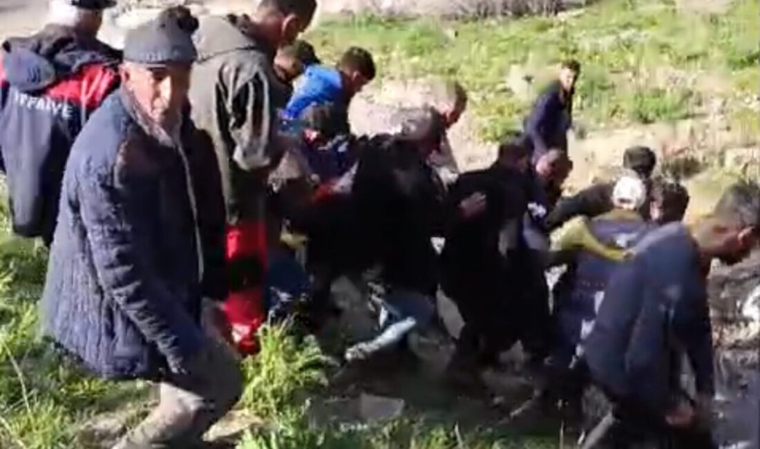 Hakkari’nin Yüksekova ilçesinde ot ve pancar toplamak için dağlık bir