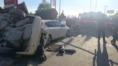 Karadeniz Ereğli ilçesinde bir akaryakıt istasyonuna dalan bir otomobilde meydana