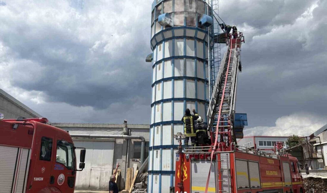 Tosya ilçesinde bulunan bir ahşap kapı fabrikasının talaş silosunda çıkan