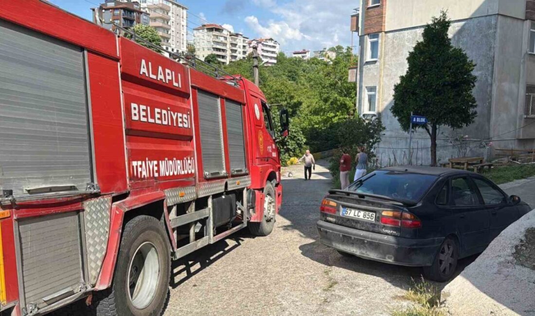 Alaplı ilçesine bağlı Zonguldak’ta bir apartmanın balkonunda yemek pişirilirken gaz