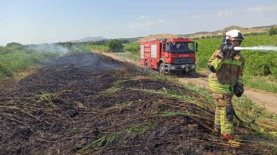 Manisa’da yüksek sıcaklıklar, düşük nem ve güçlü rüzgarın etkisiyle yangın