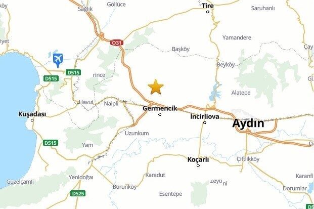 Aydın ilinde yaşanan 3.9 büyüklüğündeki deprem Afet ve Acil Durum