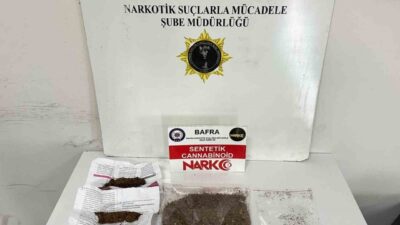 Samsun’un Bafra ilçesinde polis ekipleri, uyuşturucu madde suçundan arandığı belirlenen