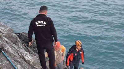 Zonguldak’ın Kozlu ilçesinde bir adam, balık tutmak için gittiği kayalıklardan