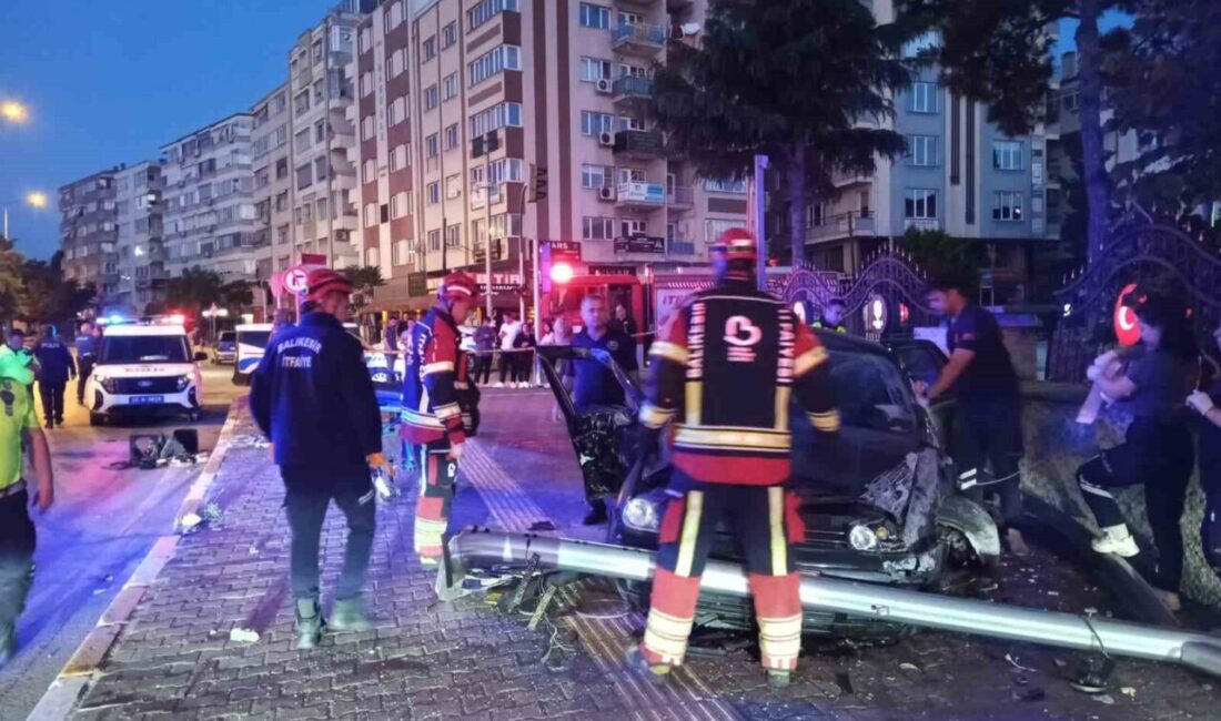 Balıkesir’de meydana gelen kazada, otomobilin istinat duvarına çarpması sonucu sürücü