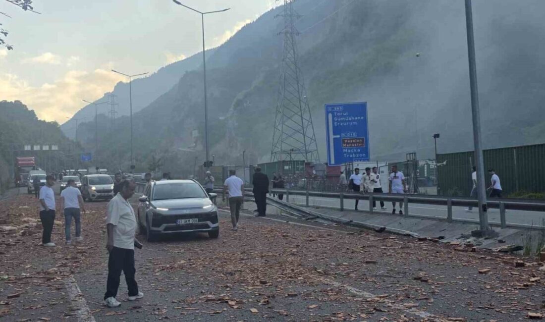 Trabzon’un Maçka ilçesinde meydana gelen olayda, seyir halindeki bir tırın