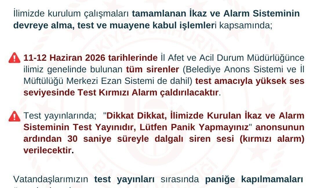 Bartın Valiliği, afet ve acil durum olaylarına karşı erken uyarı