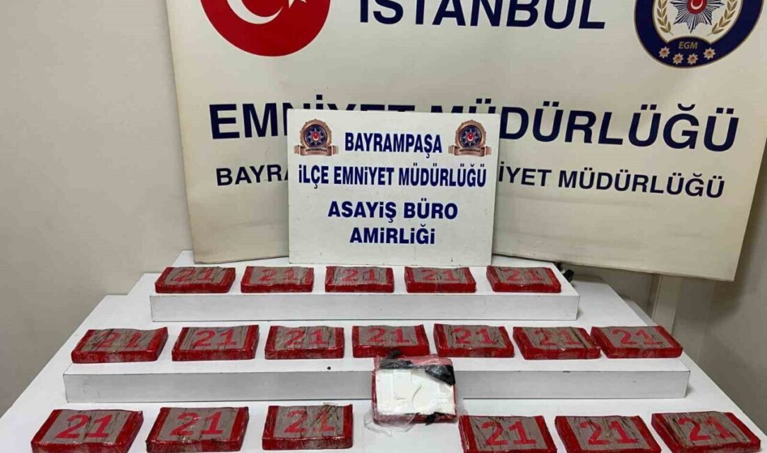 İstanbul’un Bayrampaşa ilçesinde bir araca yapılan operasyonda 20 kilo 520