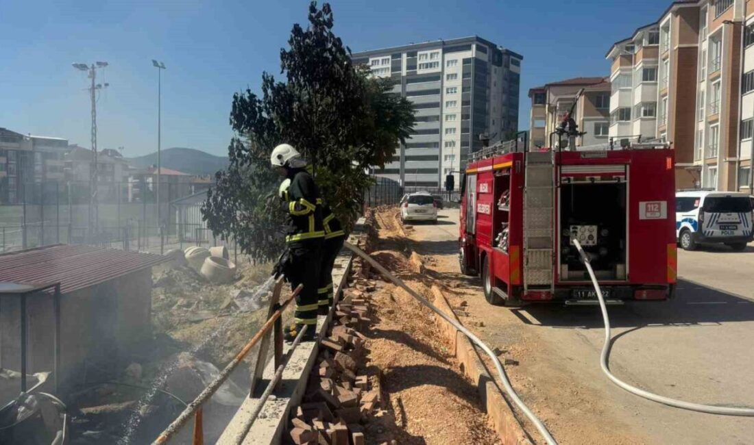 Bilecik’te uzun zamandır devam eden stadyum inşaat alanında bir yangın