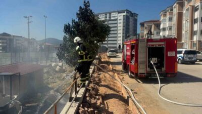 Bilecik’te uzun zamandır devam eden stadyum inşaat alanında bir yangın