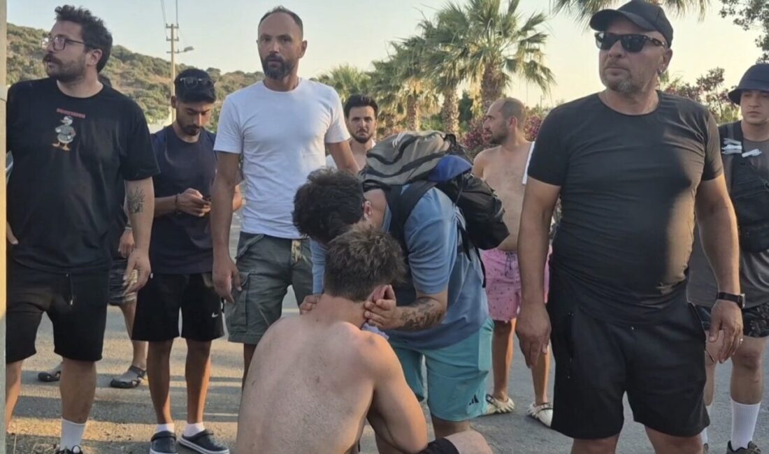 Bodrum ilçesinde bir markette çalışanlar ile dizi setinde görevli olan