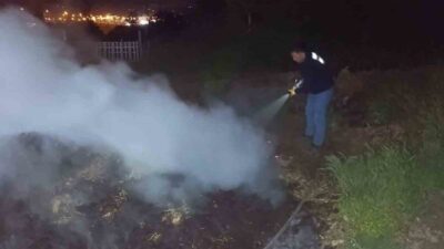 Bolu’nun Aşağıkuldan köyü yakınlarında meydana gelen anız yangını, hızlı bir
