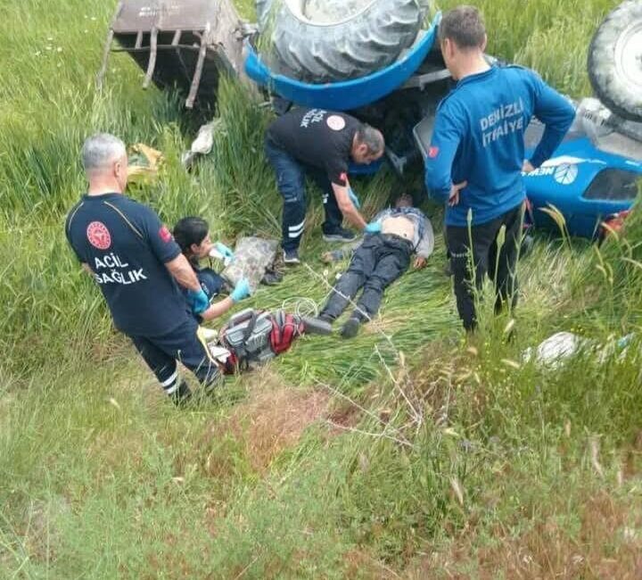Denizli’nin Çameli ilçesinde meydana gelen traktör kazasında 60 yaşındaki bir