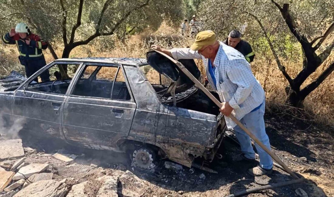 Bozdoğan ilçesinde araçta meydana gelen yangın, araç sahibi tarafından soğukkanlı