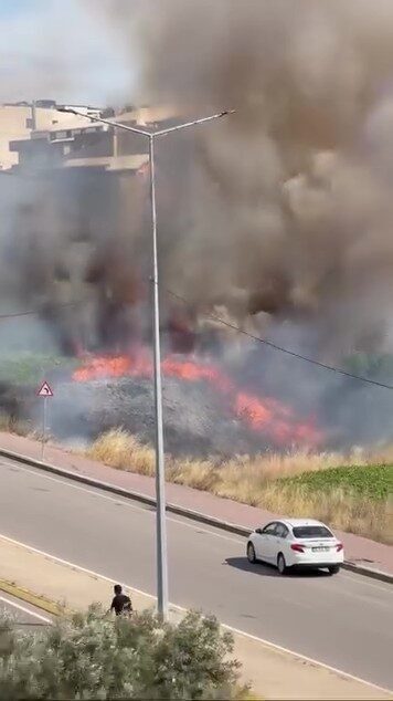 Kocaeli’nin Darıca ilçesinde boş bir arazide meydana gelen yangın vatandaşlarda