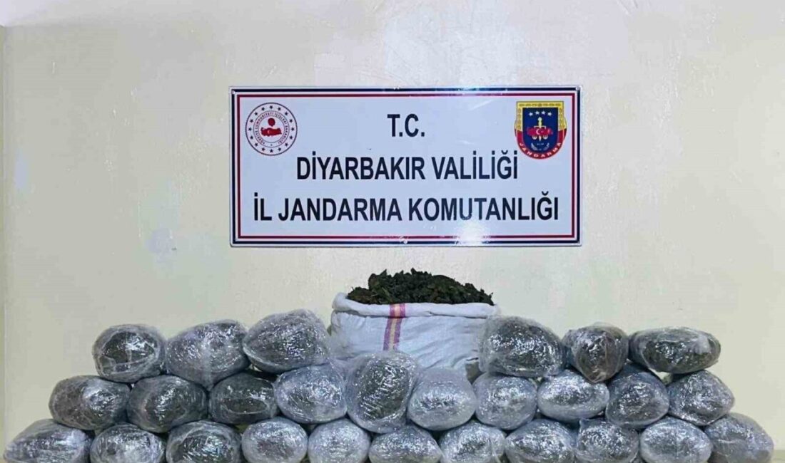 Diyarbakır’da jandarma tarafından gerçekleştirilen operasyonda, 54 kilo 870 gram esrar