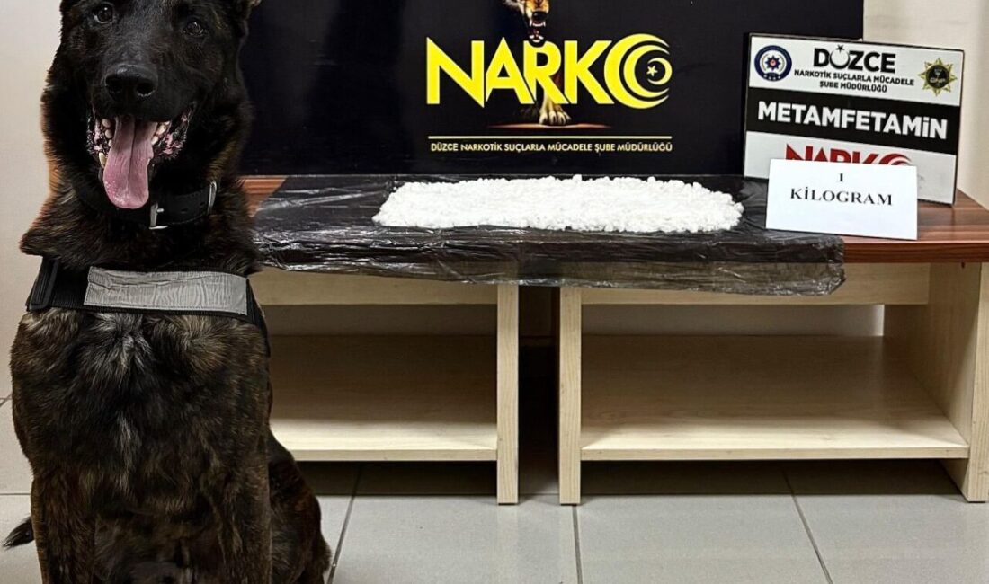 Düzce’de polis tarafından gerçekleştirilen operasyonda, 1 kilogram metamfetamin ele geçirilerek