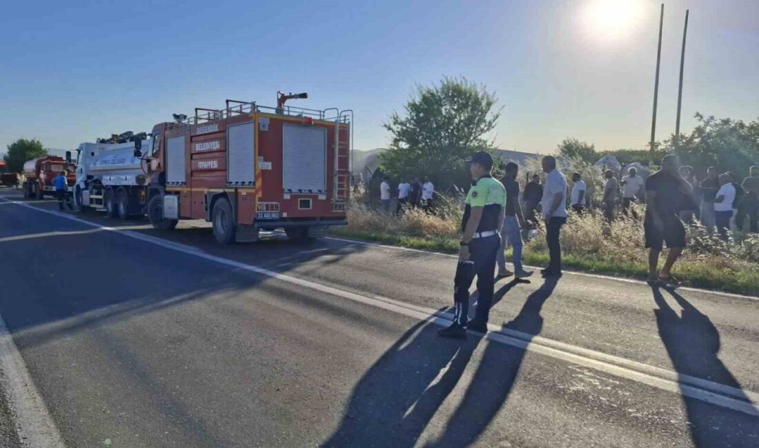 Edirne’nin Keşan ilçesinde bir inşaat malzemeleri satan iş yerinde çıkan