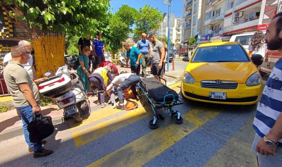 Aydın’ın Efeler ilçesinde meydana gelen trafik kazasında ticari taksinin yaya