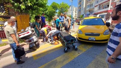 Aydın’ın Efeler ilçesinde meydana gelen trafik kazasında ticari taksinin yaya