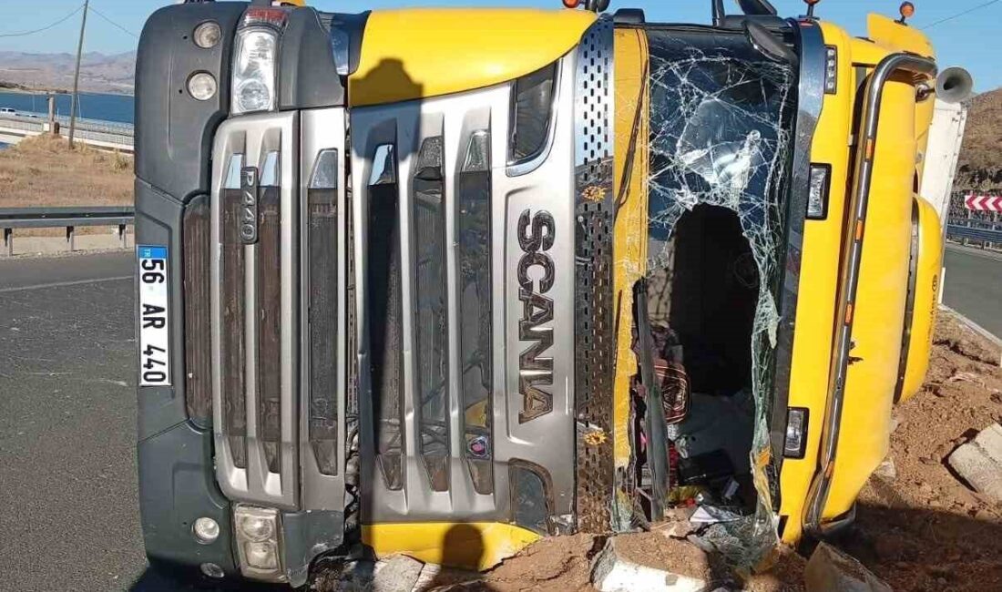 Elazığ şehrinde, küçükbaş hayvan yüklü bir tırın sürücüsünün kontrolünü kaybetmesi