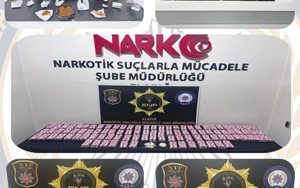 Elazığ’da polis ekipleri, uyuşturucuyla mücadele kapsamında bir hafta içerisinde gerçekleştirdiği