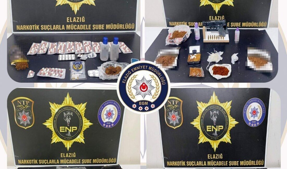 Elazığ’da polis ekipleri son 2 hafta içinde gerçekleştirdikleri uyuşturucu operasyonlarında