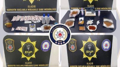 Elazığ’da polis ekipleri son 2 hafta içinde gerçekleştirdikleri uyuşturucu operasyonlarında