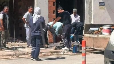 Bir usta, Bursa İnegöl’de devam eden bir inşaat alanında elektrik